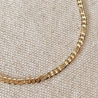 18k Gold Filled 2.5mm Flat Figaro Chain Bracelet - Beloved Boutique