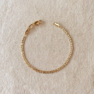 18k Gold Filled 2.5mm Flat Figaro Chain Bracelet - Beloved Boutique