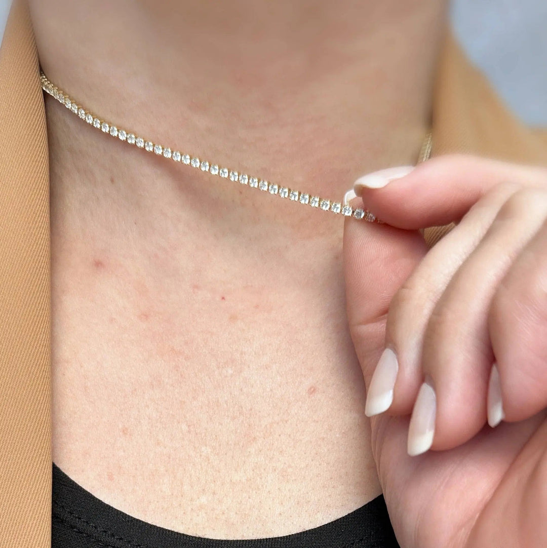 18k Gold Filled 2mm CZ Tennis Necklace - Beloved Boutique