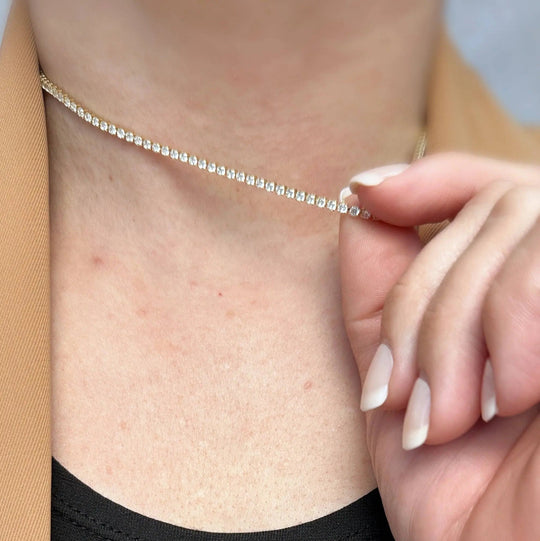 18k Gold Filled 2mm CZ Tennis Necklace - Beloved Boutique