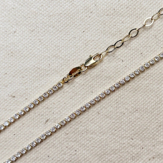 18k Gold Filled 2mm CZ Tennis Necklace - Beloved Boutique