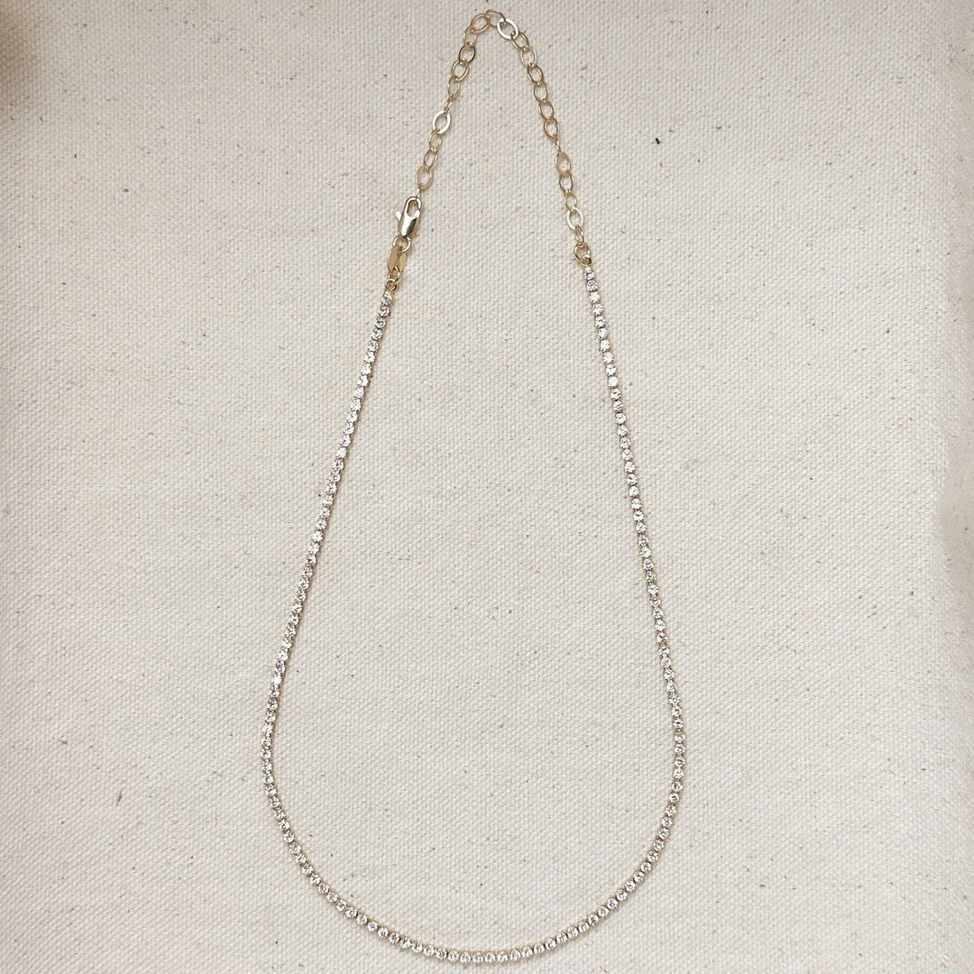 18k Gold Filled 2mm CZ Tennis Necklace - Beloved Boutique