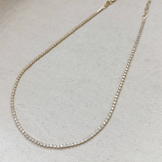 18k Gold Filled 2mm CZ Tennis Necklace - Beloved Boutique