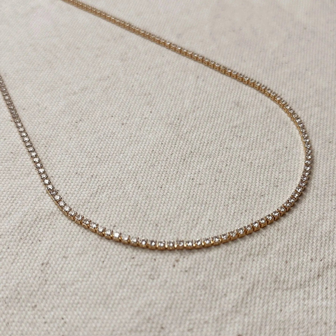 18k Gold Filled 2mm CZ Tennis Necklace - Beloved Boutique
