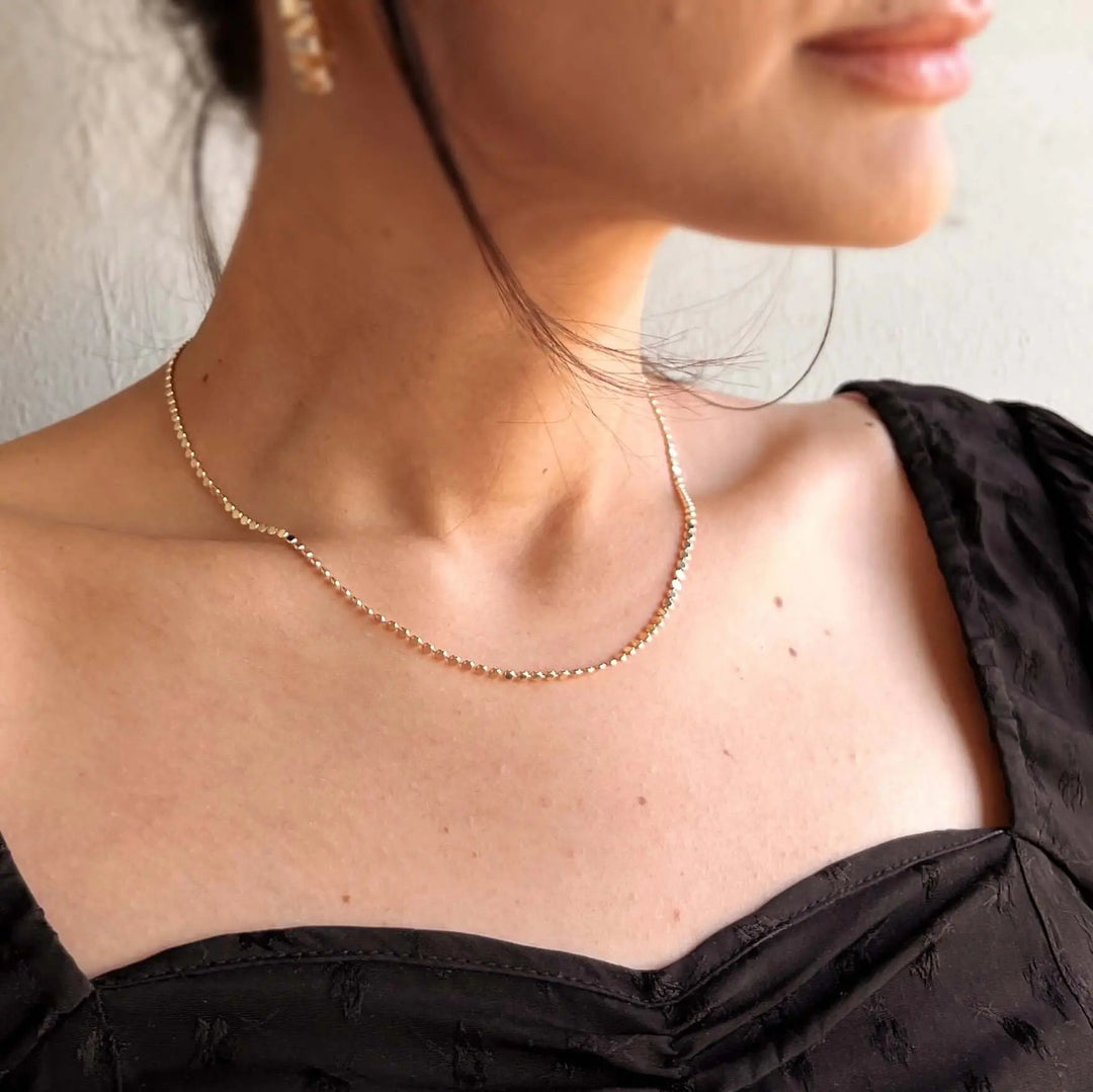 18k Gold Filled 2mm Flat Ball Chain Necklace - Beloved Boutique
