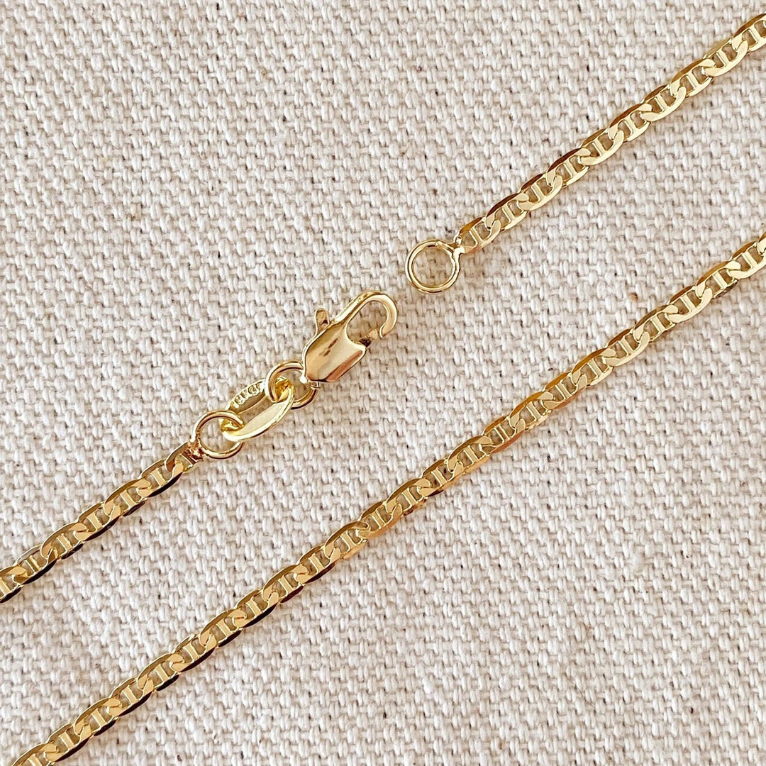 18k Gold Filled 2mm Flat Mariner Chain - Beloved Boutique