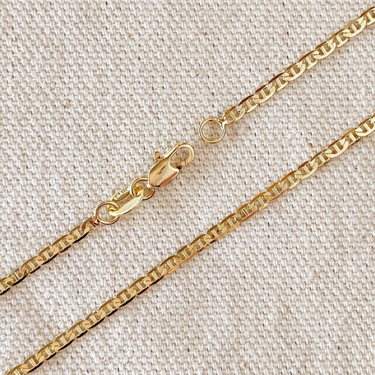 18k Gold Filled 2mm Flat Mariner Chain - Beloved Boutique