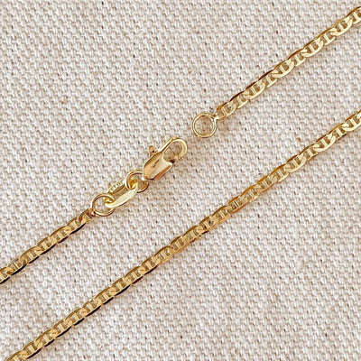 18k Gold Filled 2mm Flat Mariner Chain - Beloved Boutique