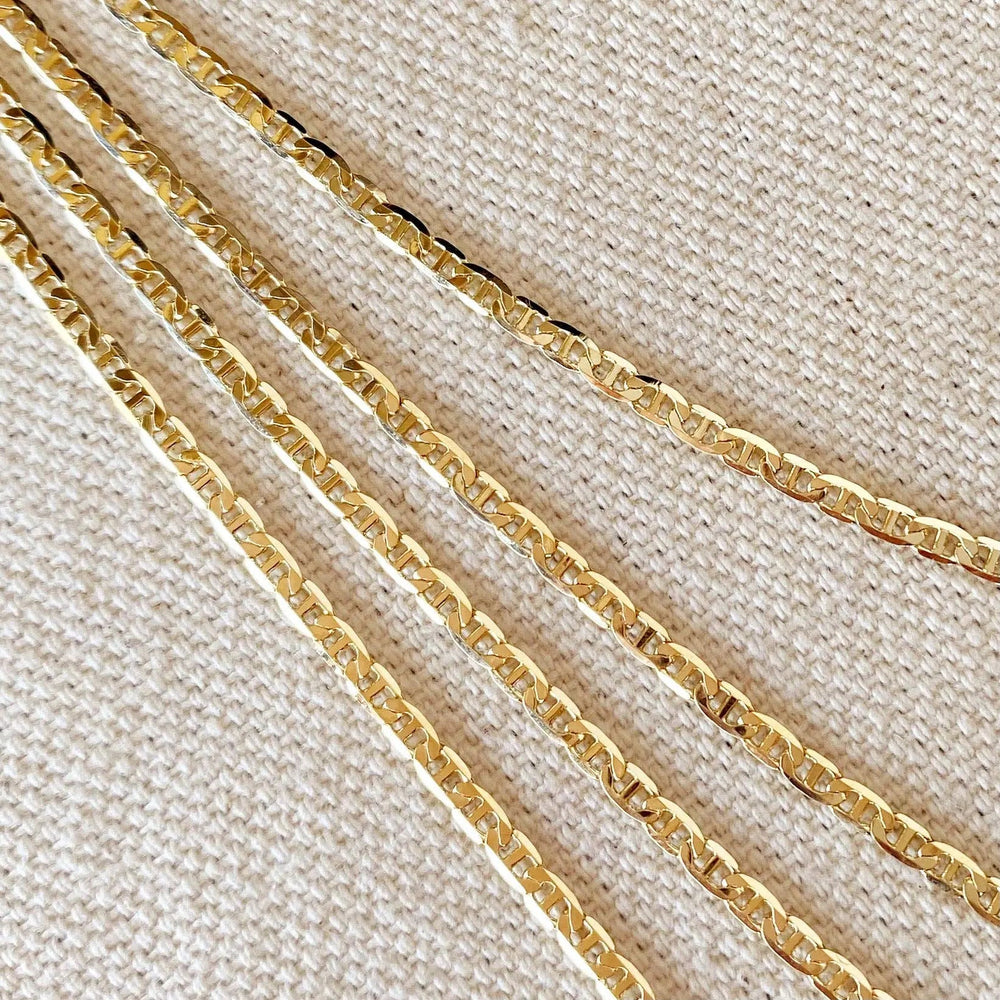 18k Gold Filled 2mm Flat Mariner Chain - Beloved Boutique
