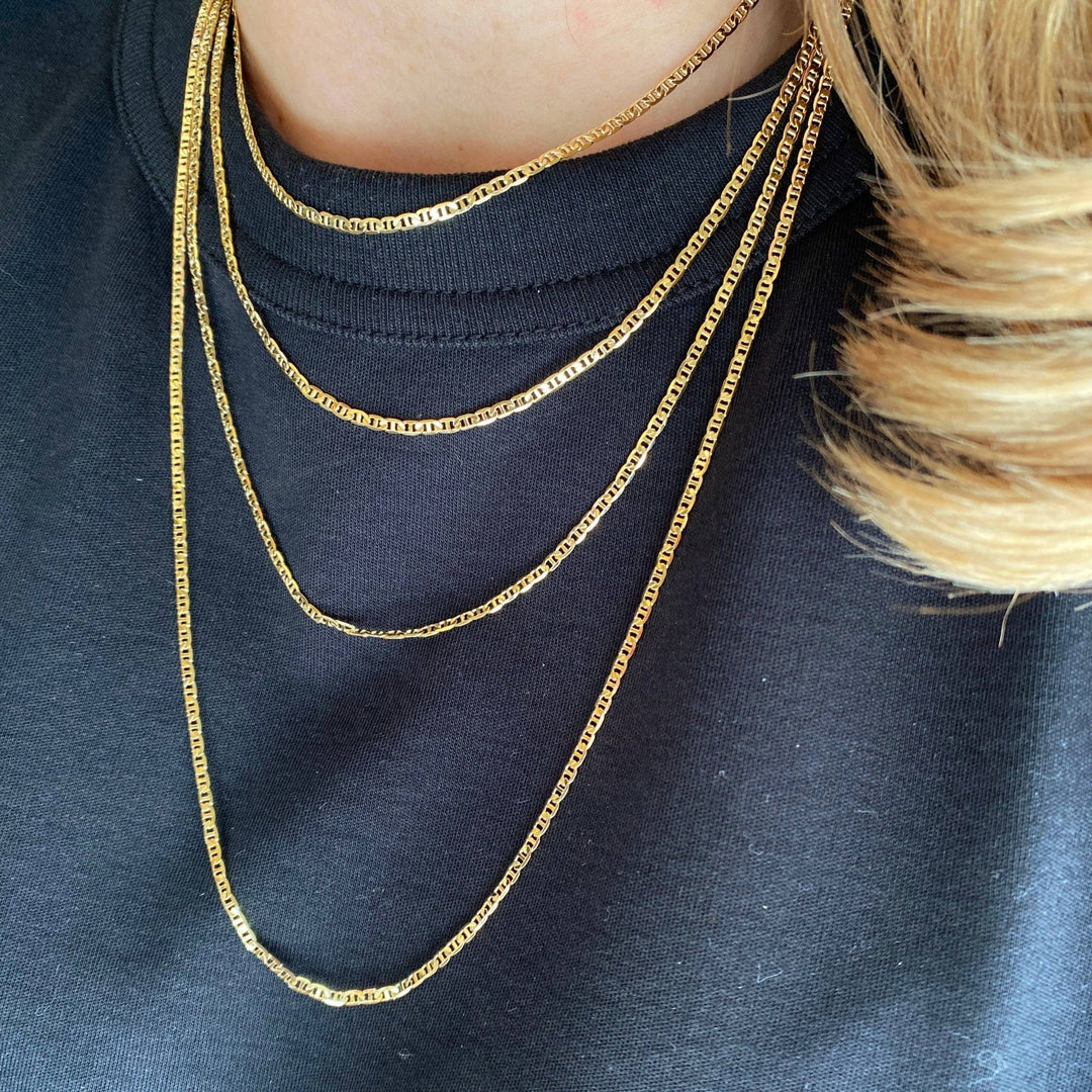 18k Gold Filled 2mm Flat Mariner Chain - Beloved Boutique