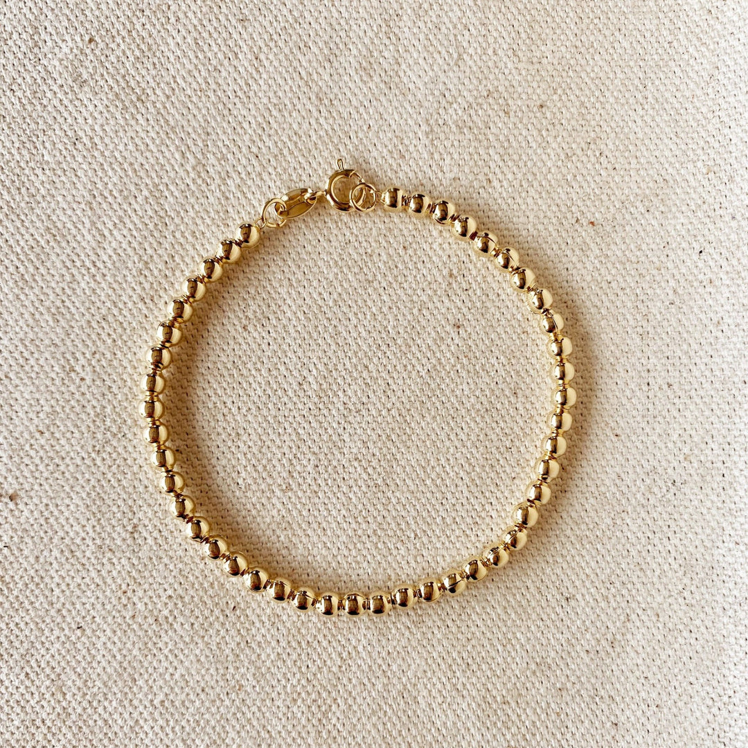 18k Gold Filled 3.5 mm Beaded Bracelet - Beloved Boutique