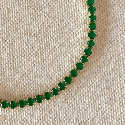 18k Gold Filled 3mm Cubic Zirconia Emerald Bracelet - Beloved Boutique