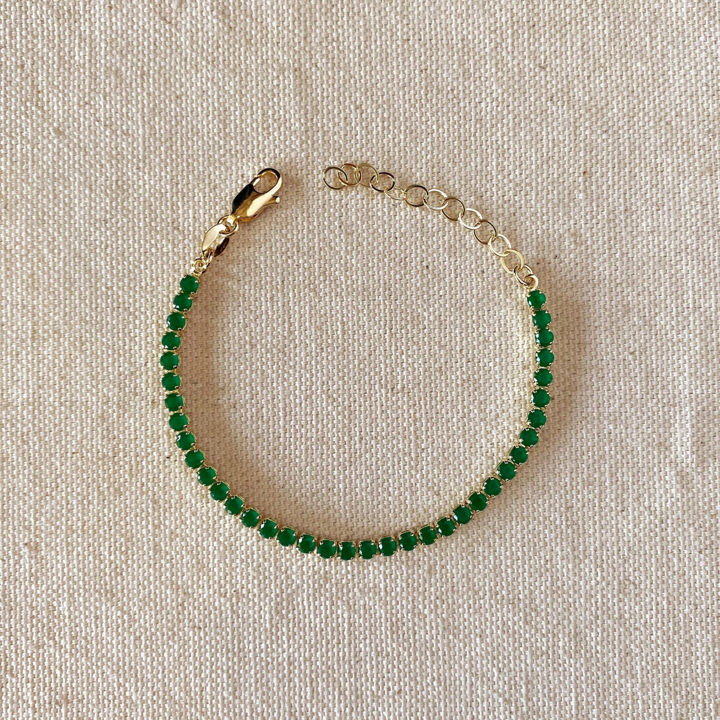 18k Gold Filled 3mm Cubic Zirconia Emerald Bracelet - Beloved Boutique
