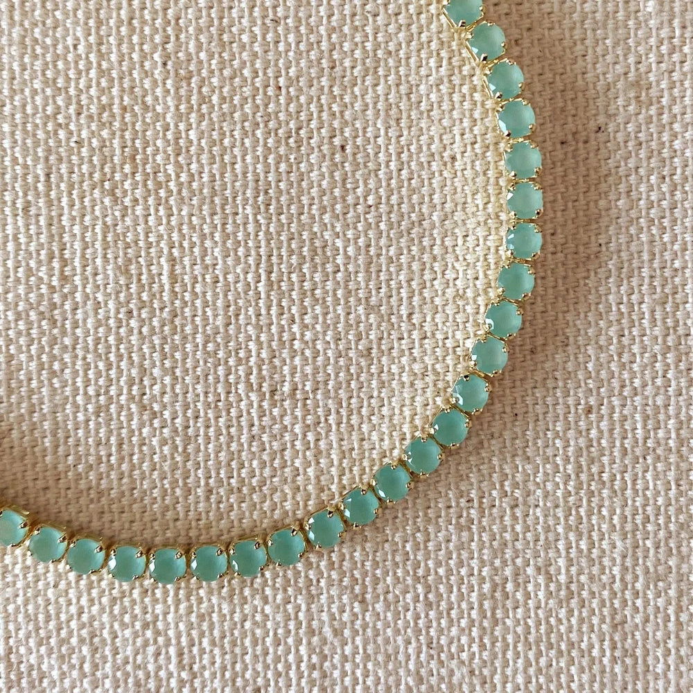 18k Gold Filled 3mm Cubic Zirconia Mint Bracelet - Beloved Boutique