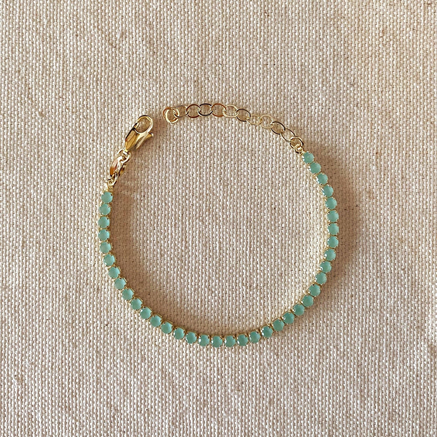 18k Gold Filled 3mm Cubic Zirconia Mint Bracelet - Beloved Boutique