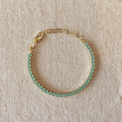 18k Gold Filled 3mm Cubic Zirconia Mint Bracelet - Beloved Boutique