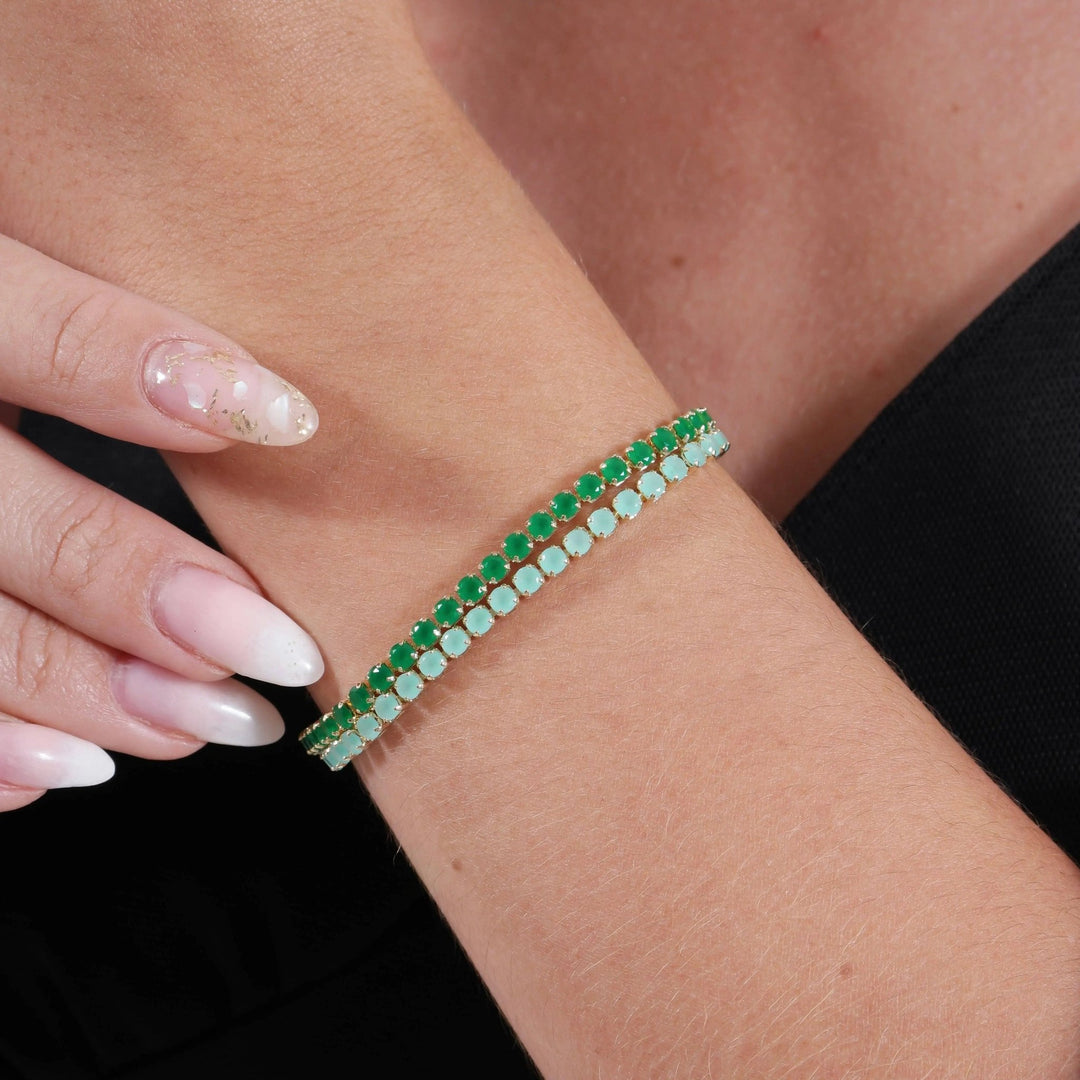 18k Gold Filled 3mm Cubic Zirconia Mint Bracelet - Beloved Boutique