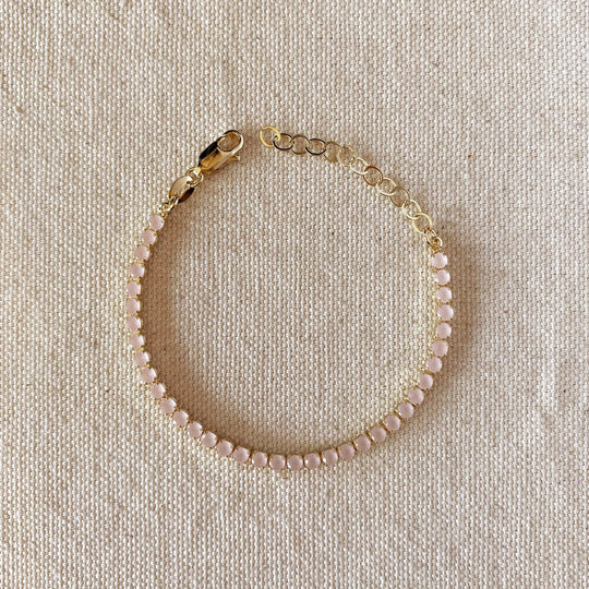 18k Gold Filled 3mm Cubic Zirconia Nude Pink Bracelet - Beloved Boutique