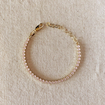 18k Gold Filled 3mm Cubic Zirconia Nude Pink Bracelet - Beloved Boutique