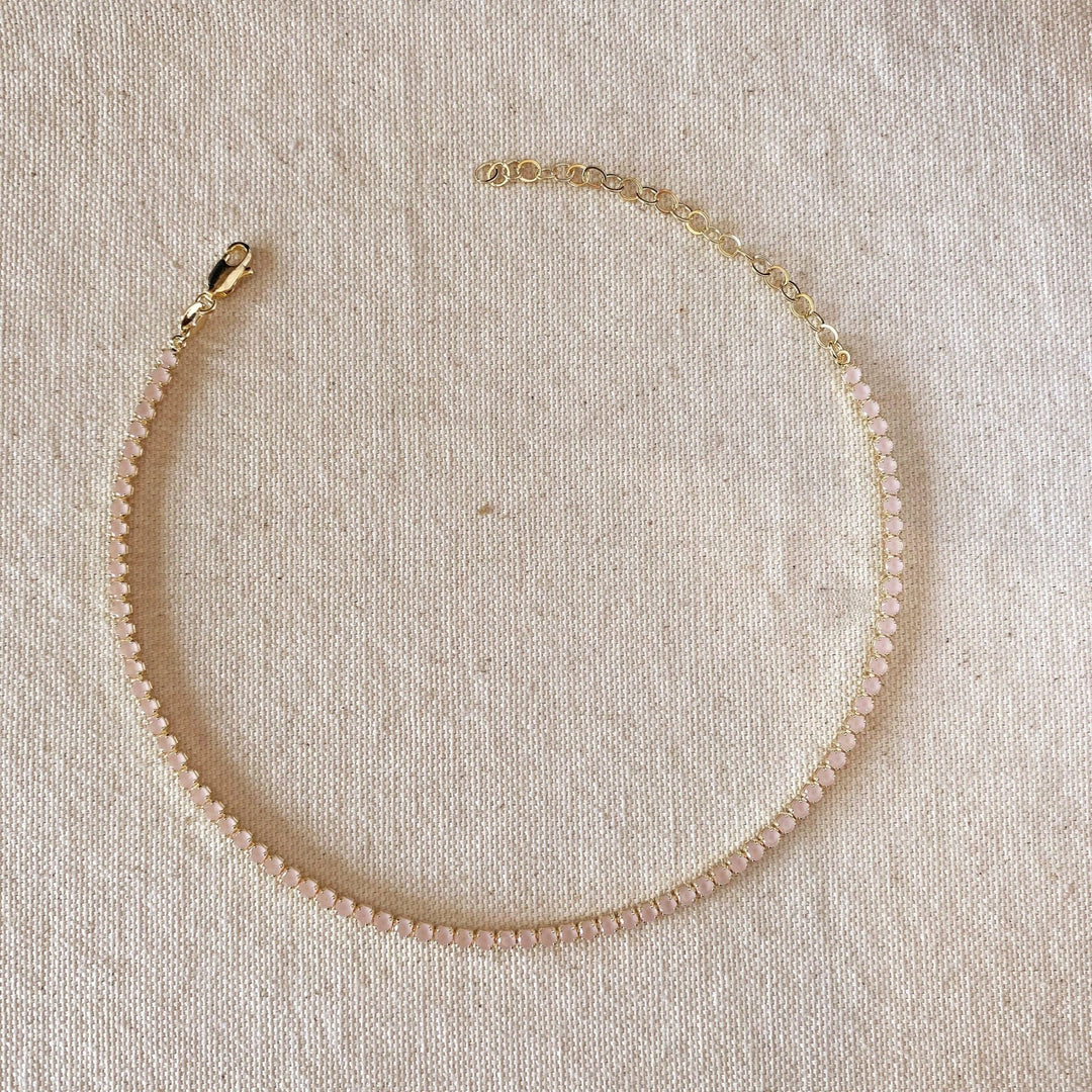 18k Gold Filled 3mm Cubic Zirconia Nude Pink Necklace - Beloved Boutique