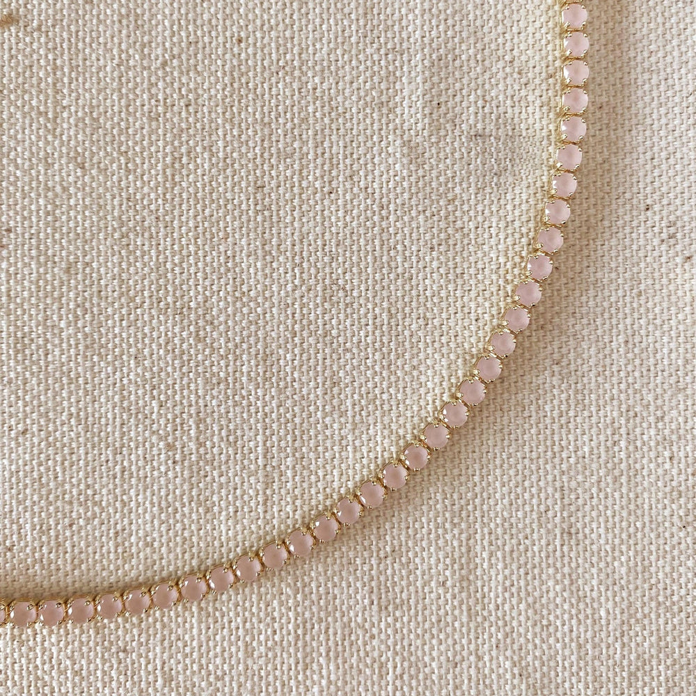 18k Gold Filled 3mm Cubic Zirconia Nude Pink Necklace - Beloved Boutique