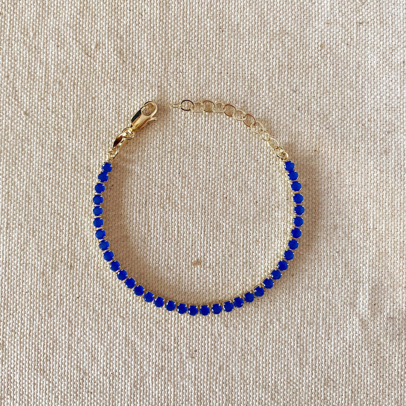 18k Gold Filled 3mm Cubic Zirconia Royal Blue Bracelet - Beloved Boutique