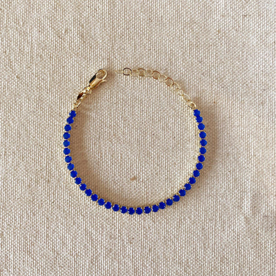 18k Gold Filled 3mm Cubic Zirconia Royal Blue Bracelet - Beloved Boutique
