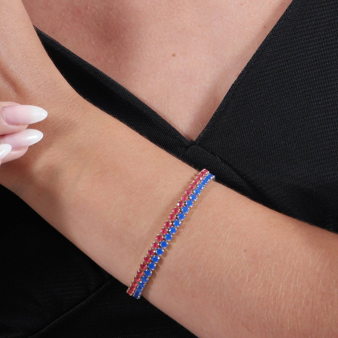 18k Gold Filled 3mm Cubic Zirconia Royal Blue Bracelet - Beloved Boutique