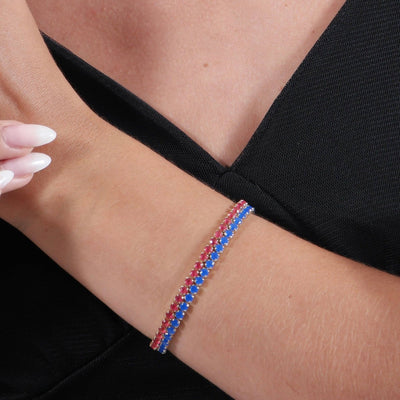 18k Gold Filled 3mm Cubic Zirconia Royal Blue Bracelet - Beloved Boutique
