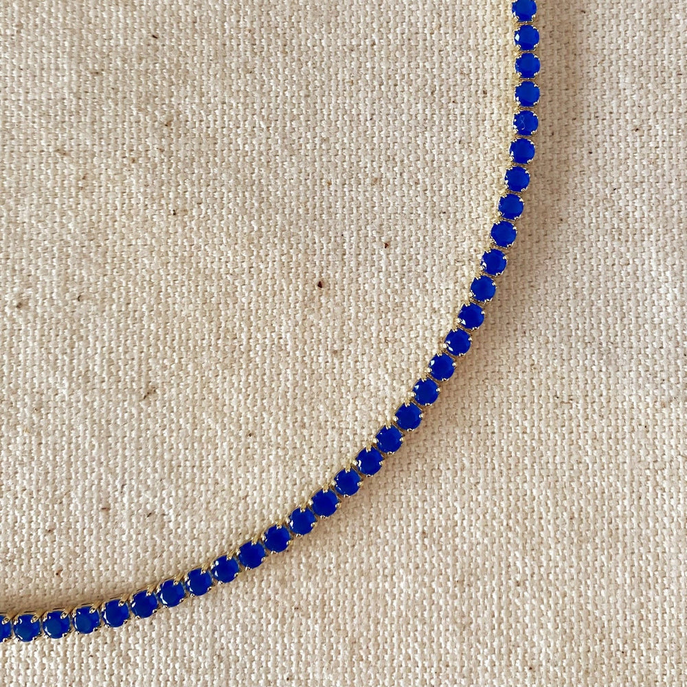 18k Gold Filled 3mm Cubic Zirconia Royal Blue Necklace - Beloved Boutique