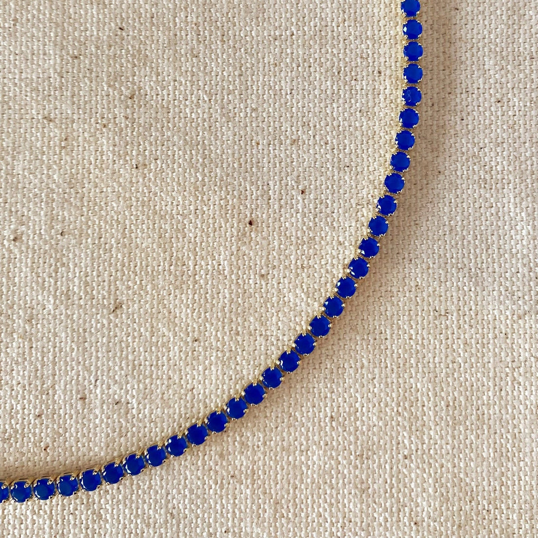 18k Gold Filled 3mm Cubic Zirconia Royal Blue Necklace - Beloved Boutique