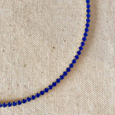 18k Gold Filled 3mm Cubic Zirconia Royal Blue Necklace - Beloved Boutique