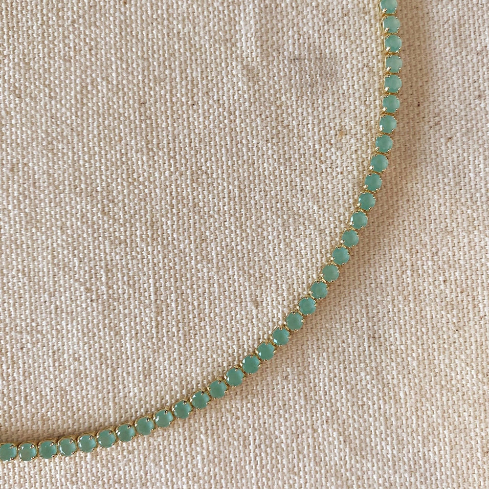 18k Gold Filled 3mm Mint Cubic Zirconia Necklace - Beloved Boutique