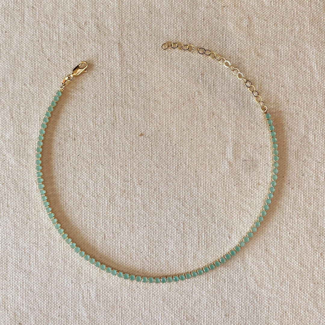 18k Gold Filled 3mm Mint Cubic Zirconia Necklace - Beloved Boutique