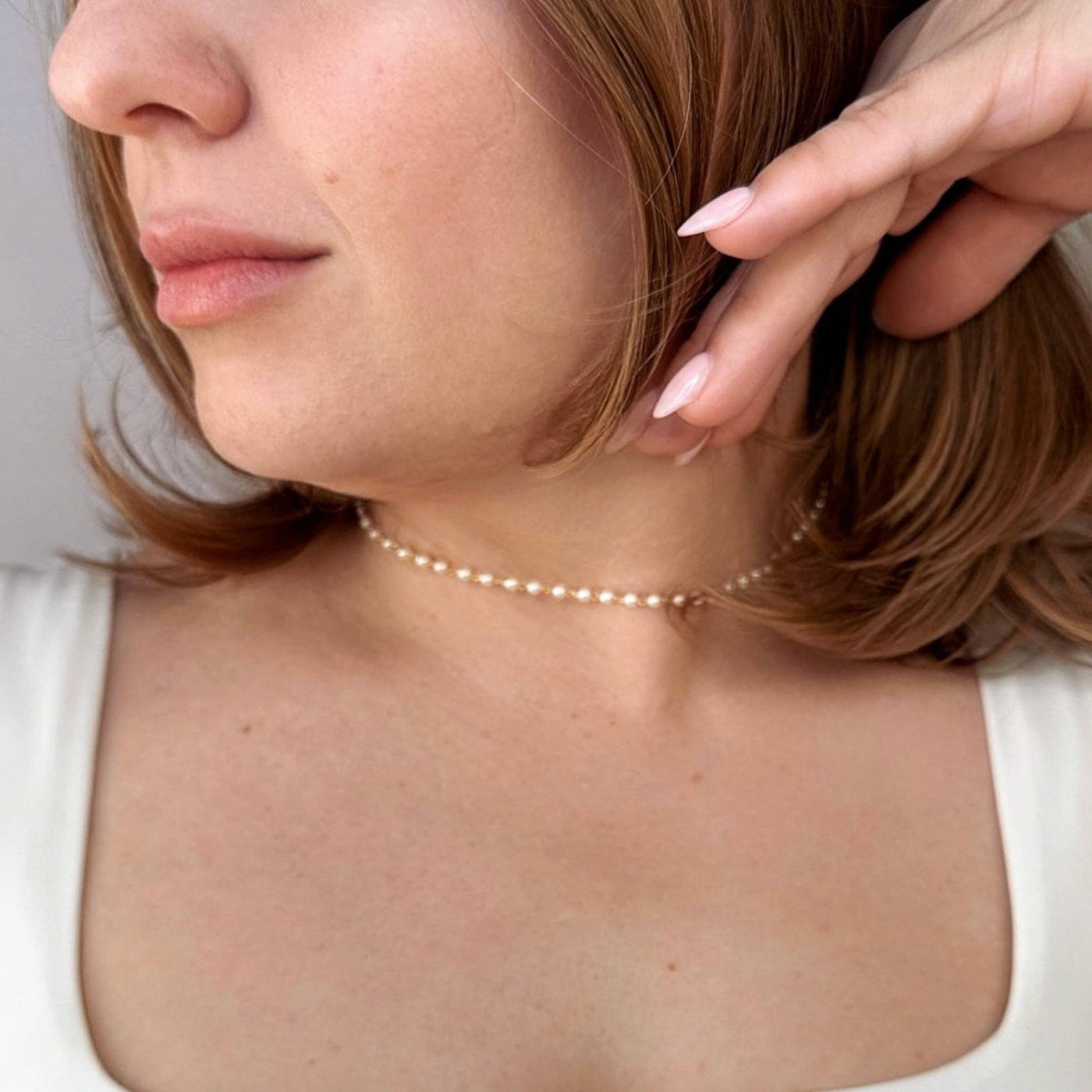 18k Gold Filled 3mm Pearls Choker Necklace - Beloved Boutique