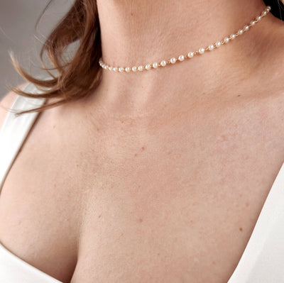 18k Gold Filled 3mm Pearls Choker Necklace - Beloved Boutique