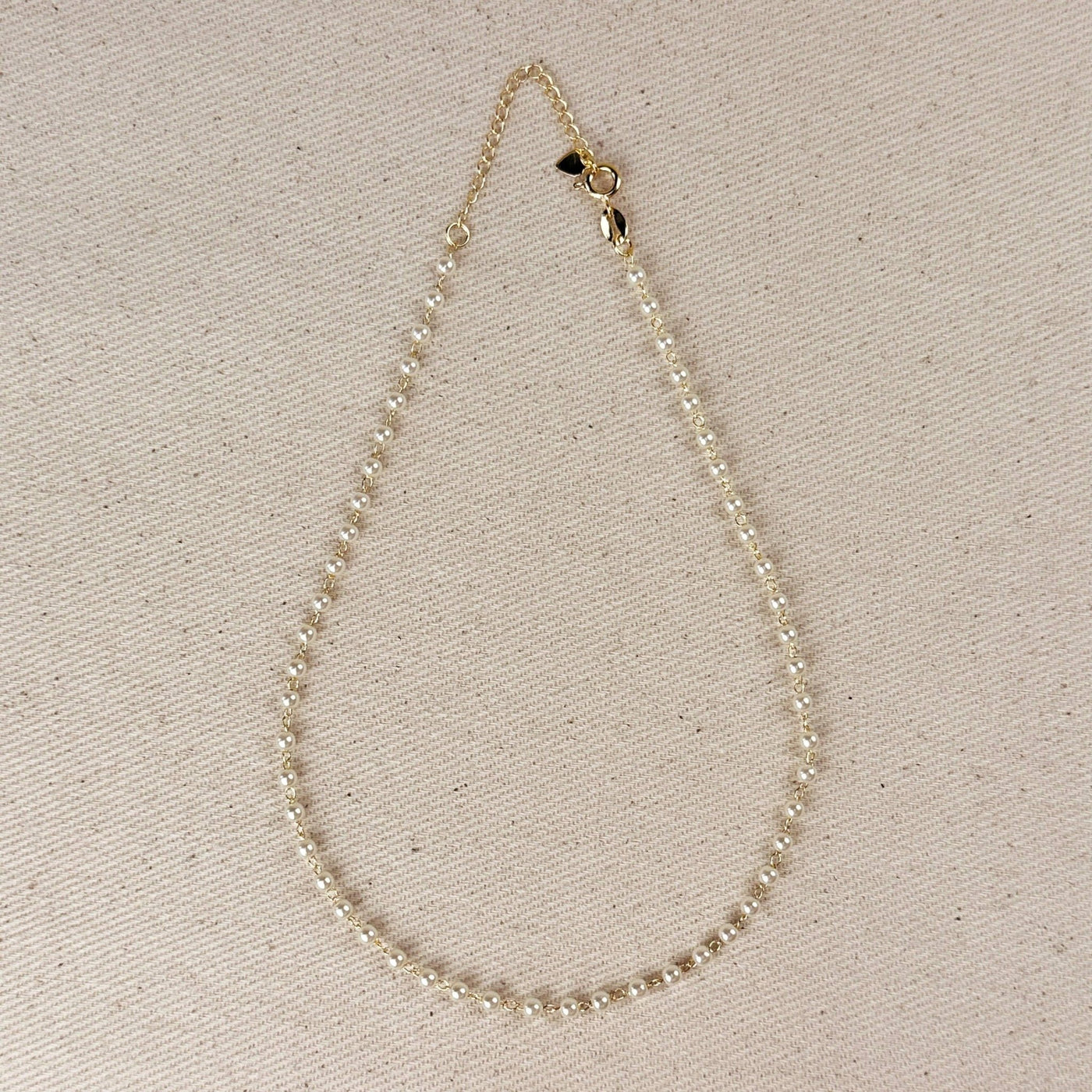 18k Gold Filled 3mm Pearls Choker Necklace - Beloved Boutique
