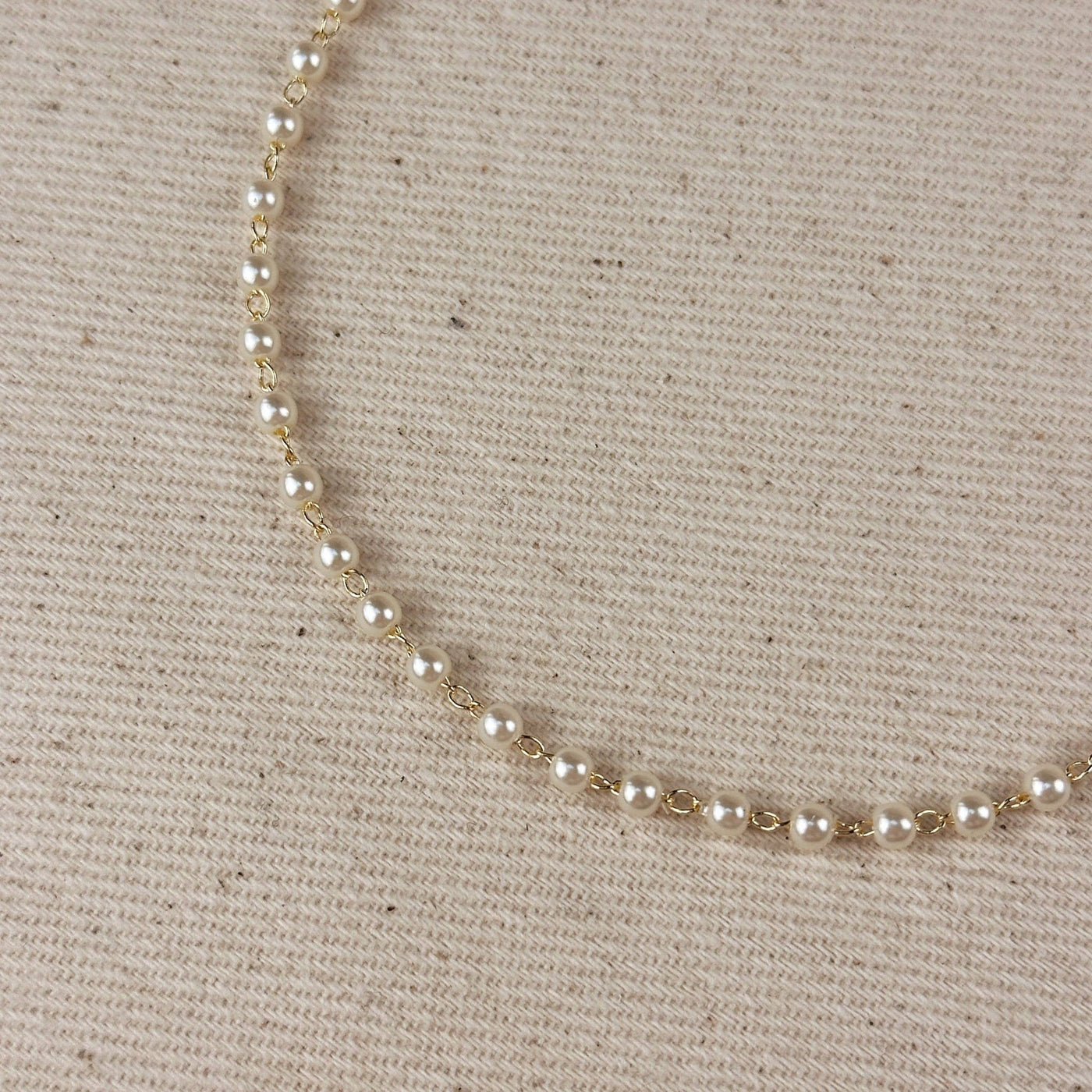 18k Gold Filled 3mm Pearls Choker Necklace - Beloved Boutique