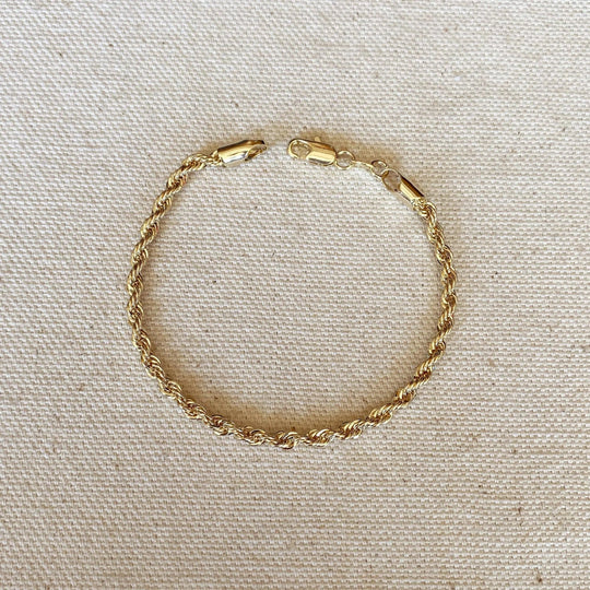 18k Gold Filled 3mm Rope Bracelet - Beloved Boutique