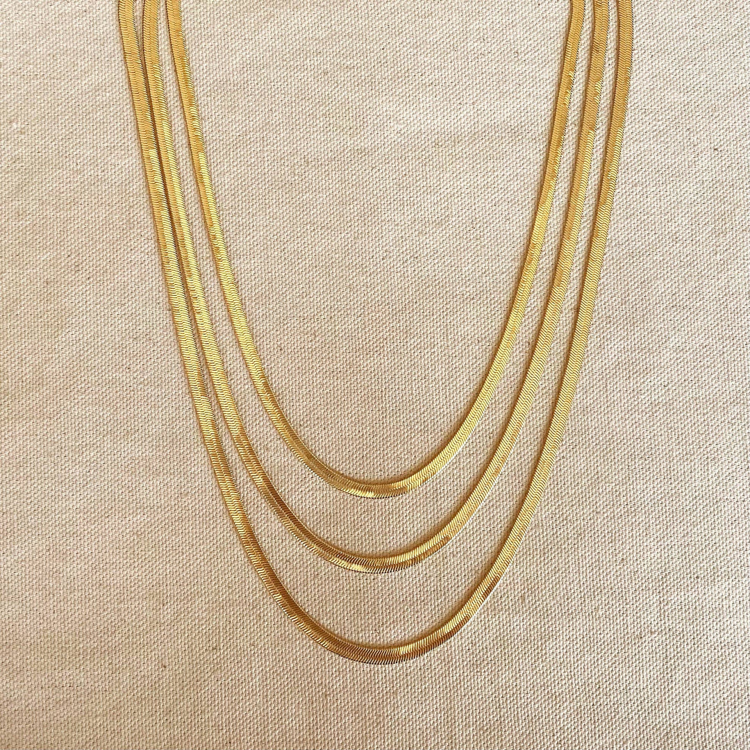 18k Gold Filled 4.0mm Thickness Herringbone Chain - Beloved Boutique