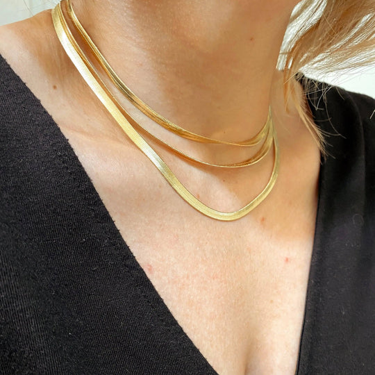 18k Gold Filled 4.0mm Thickness Herringbone Chain - Beloved Boutique