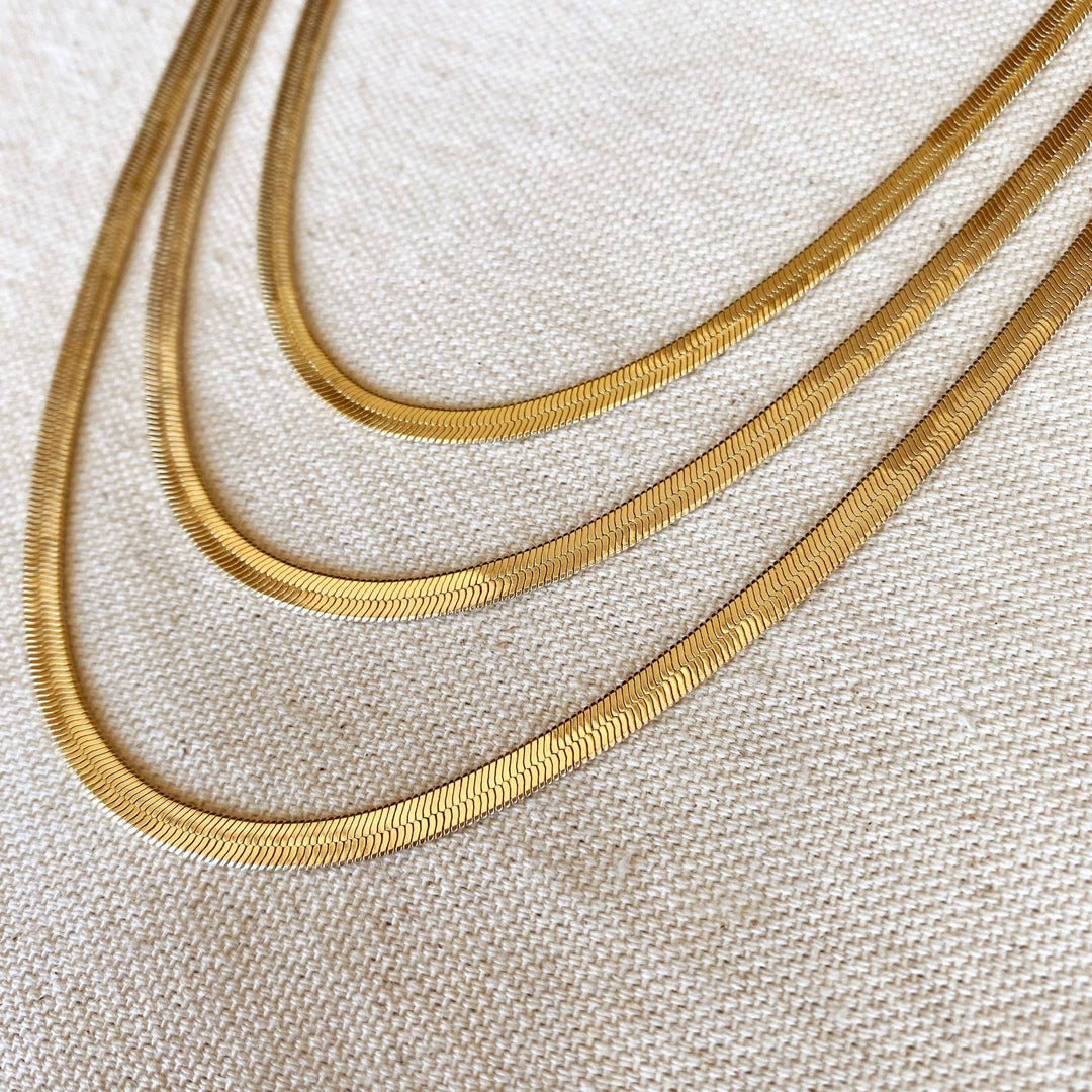 18k Gold Filled 4.0mm Thickness Herringbone Chain - Beloved Boutique