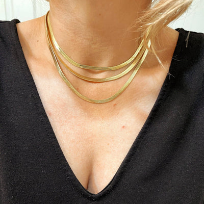 18k Gold Filled 4.0mm Thickness Herringbone Chain - Beloved Boutique