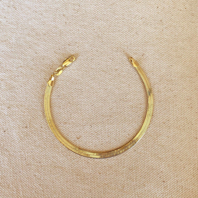 18k Gold Filled 4mm Herringbone Bracelet - Beloved Boutique