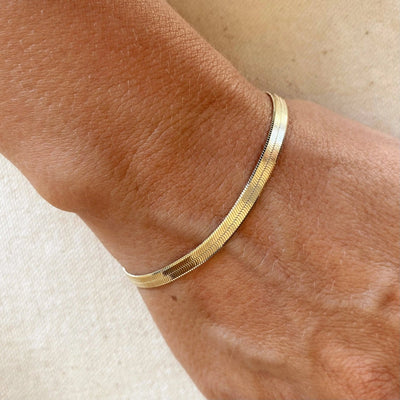 18k Gold Filled 4mm Herringbone Bracelet - Beloved Boutique