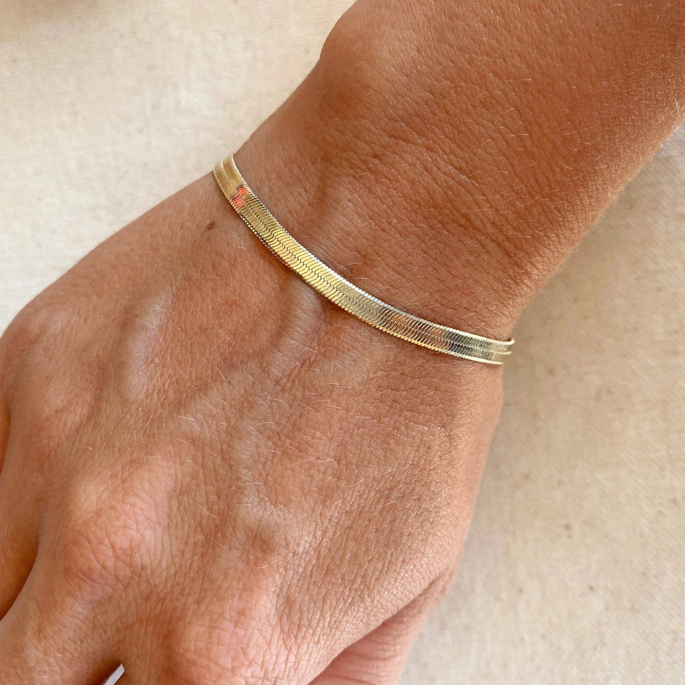 18k Gold Filled 4mm Herringbone Bracelet - Beloved Boutique