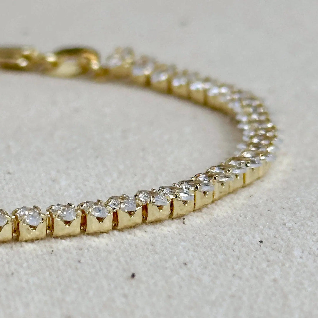 18k Gold Filled 4mm Marquise Tennis Bracelet - Beloved Boutique