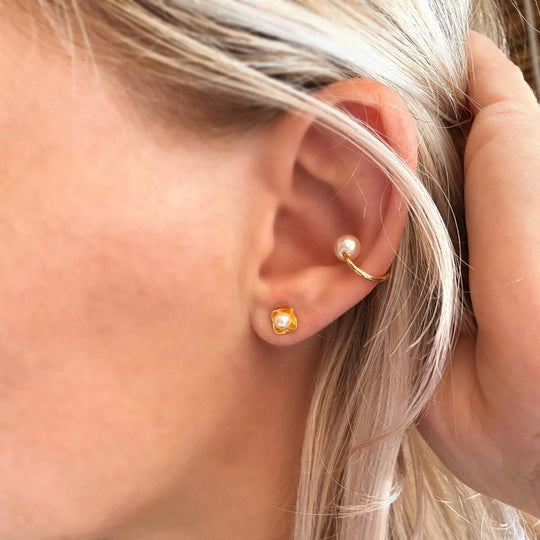 18k Gold Filled 4mm Simulated Pearl Stud - Beloved Boutique