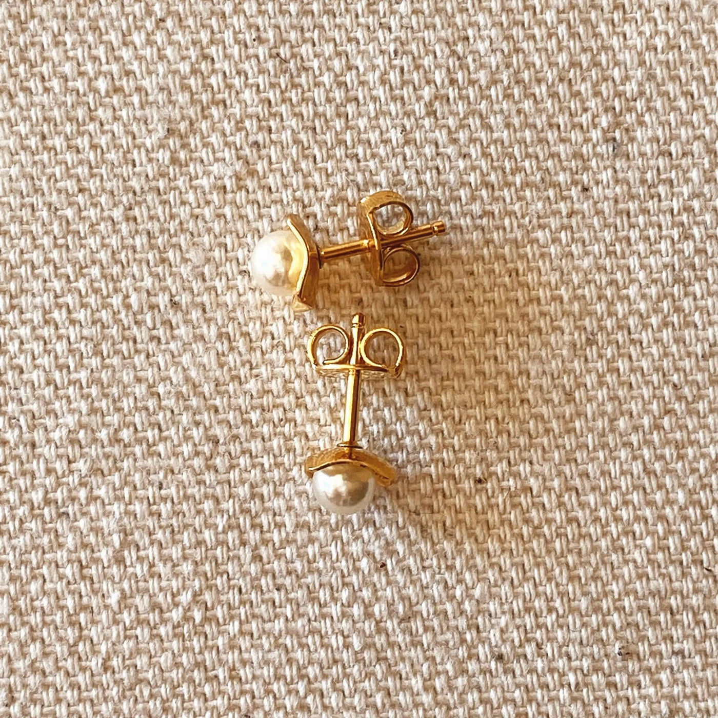 18k Gold Filled 4mm Simulated Pearl Stud - Beloved Boutique