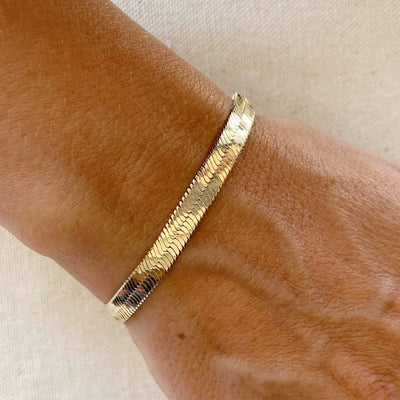 18k Gold Filled 6mm Herringbone Bracelet - Beloved Boutique